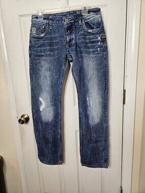 G-Star RAW 01  Vintage Men Jeans Denim Attacc  Straight Logo Button Fly  32x32